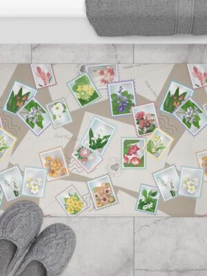 Bath Mat- Hawaiian Flower Postage Stamp Collage