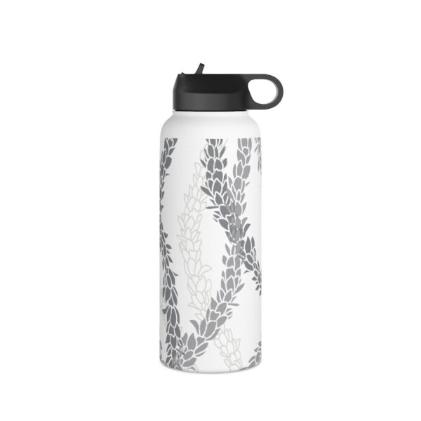 Water Bottle, 3 sizes, Stainless Steel with Sip Straw- Pikake Wishes (Gray)