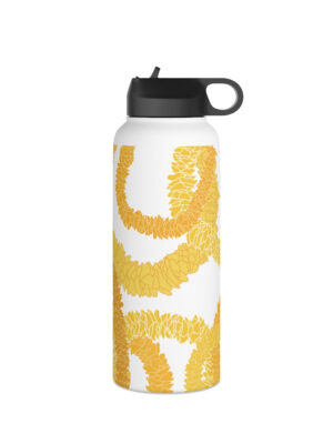 Water Bottle, 3 sizes, Stainless Steel with Sip Straw- Ilima Lei