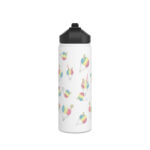 Water Bottle, 3 sizes, Stainless Steel with Sip Straw- Rainbow Shave Ice/ Snow Cone Flurries
