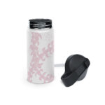 Water Bottle with Sip Straw- Puakenikeni Curvilinear Lei (Soft Pink)