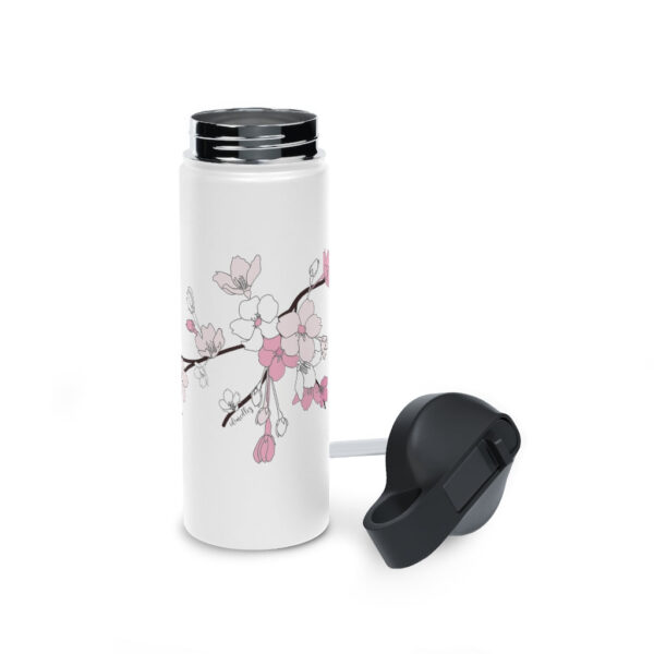 Water Bottle, 3 sizes, Stainless Steel with Sip Straw- Sakura Blooms