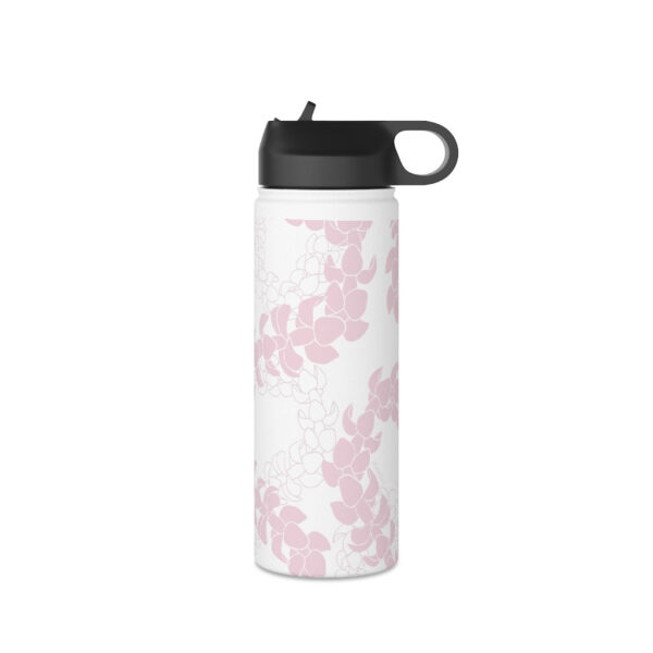 Water Bottle with Sip Straw- Puakenikeni Curvilinear Lei (Soft Pink)